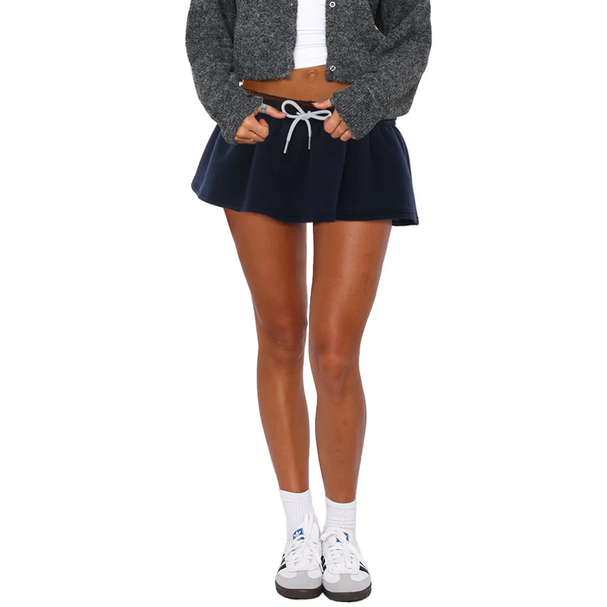Women Fashion Casual Solid Color Low-Waist Drawstring Skirt - Image 6