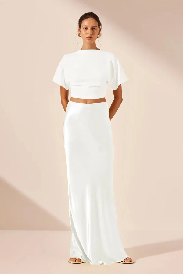 Women Fashion Elegant Solid Color High-Waist Satin A- Line Mid-Length Skirt - Image 8