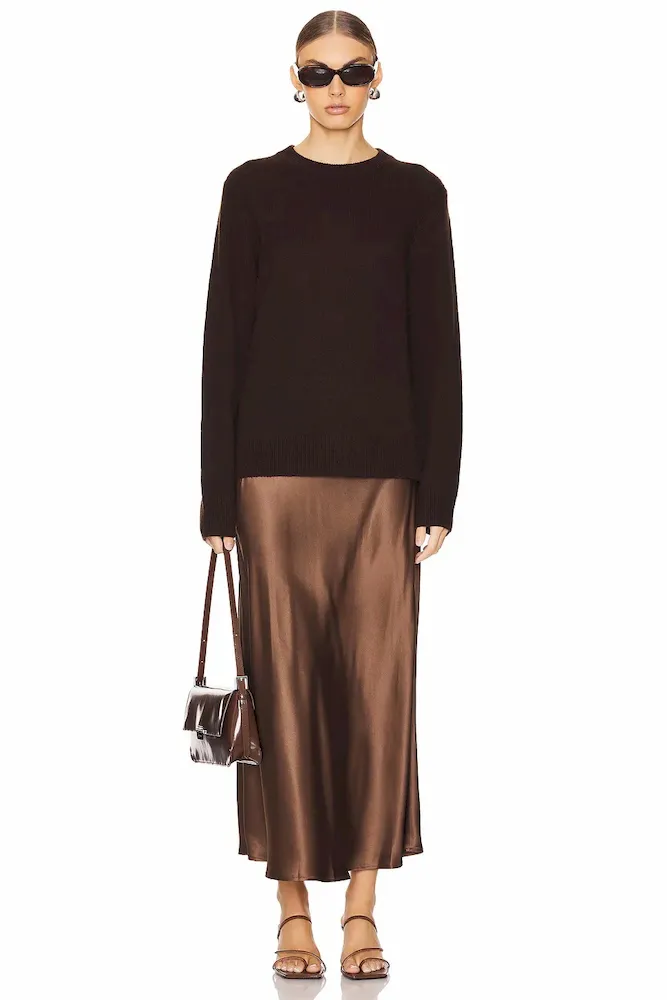 Women Fashion Elegant Solid Color High-Waist Satin A- Line Mid-Length Skirt - Image 11