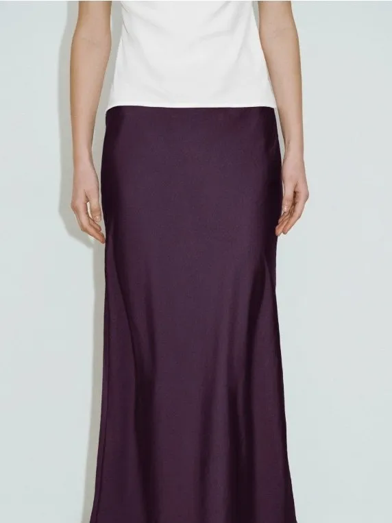 Women Fashion Elegant Solid Color High-Waist Satin A- Line Mid-Length Skirt - Image 13