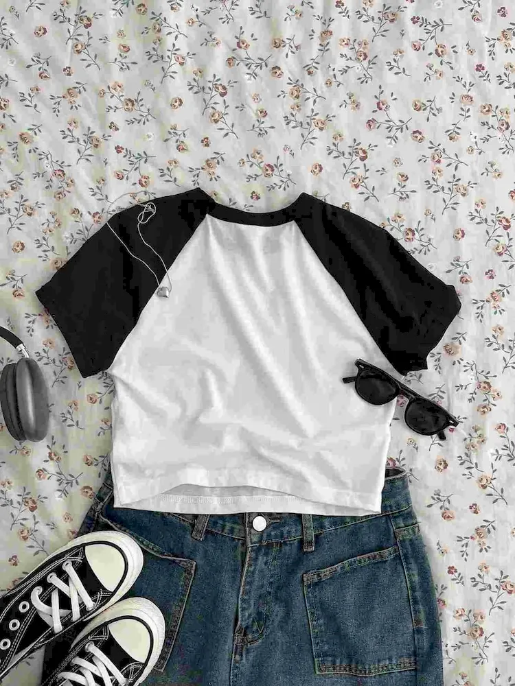 Women Fashion Five-Pointed Star Print Crop Top T-Shirt - Image 4