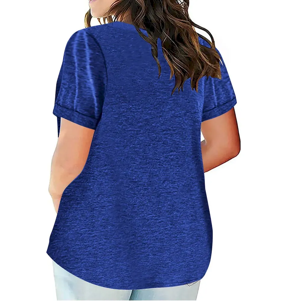Women Fashion Casual Plus Size Solid Color V-Neck Short-Sleeve T-Shirt - Image 5