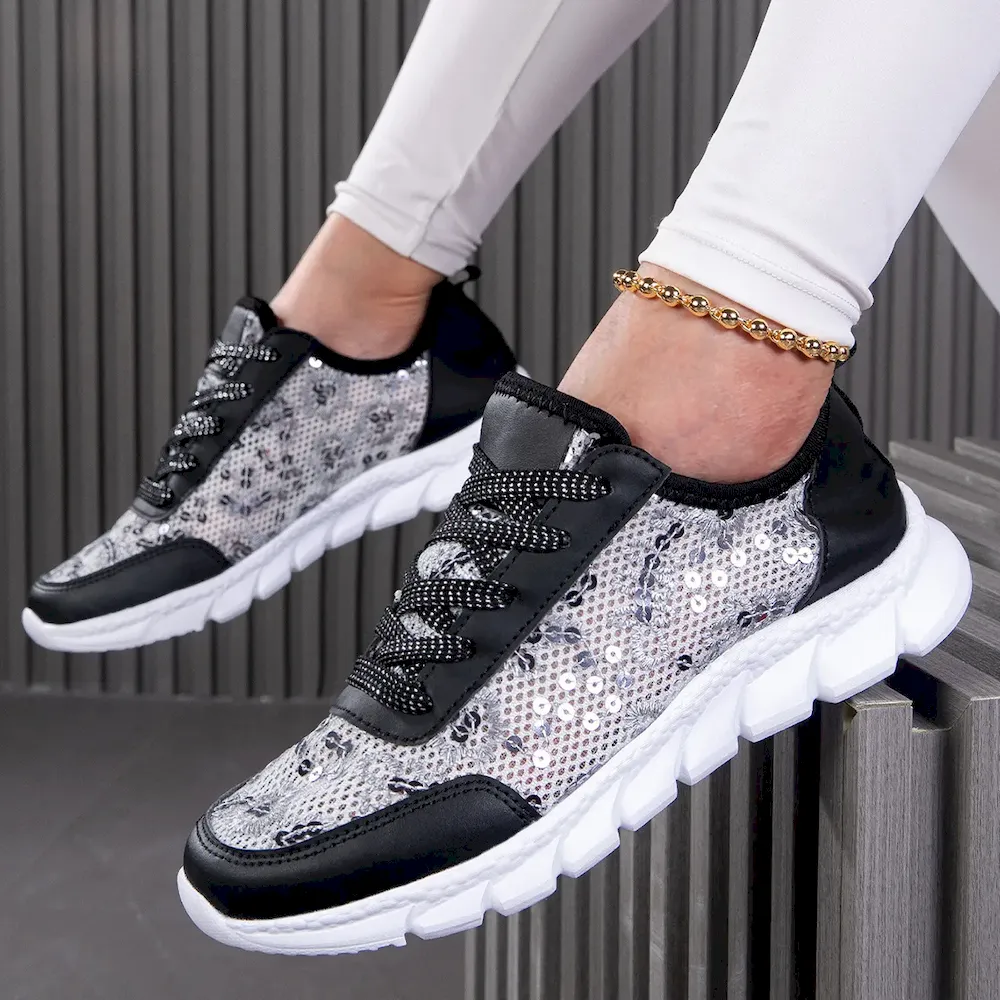 Women Fashion Mesh Sequin Sneaker - Image 3