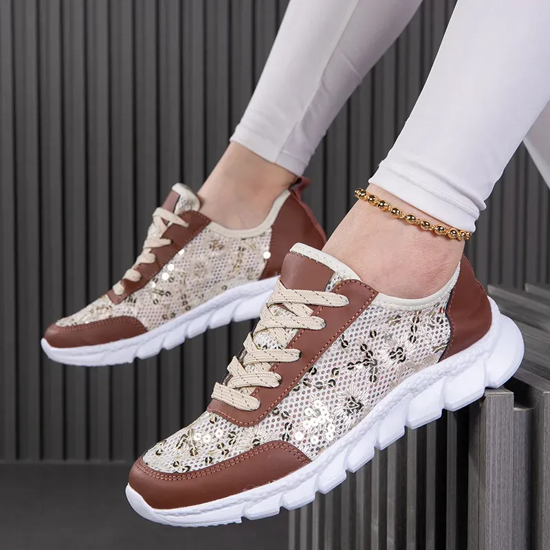 Women Fashion Mesh Sequin Sneaker - Image 4