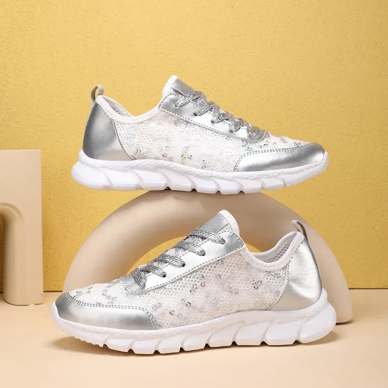 Women Fashion Mesh Sequin Sneaker - Image 6