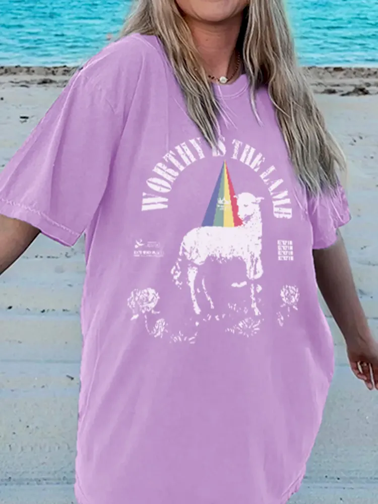 Women Fashion Casual Printed Round Neck Short Sleeve T-Shirt - Image 5