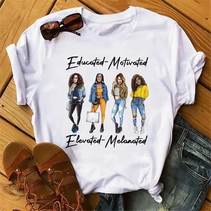 Women Fashion Casual Printed Round Neck Short Sleeve T-Shirt - Image 3