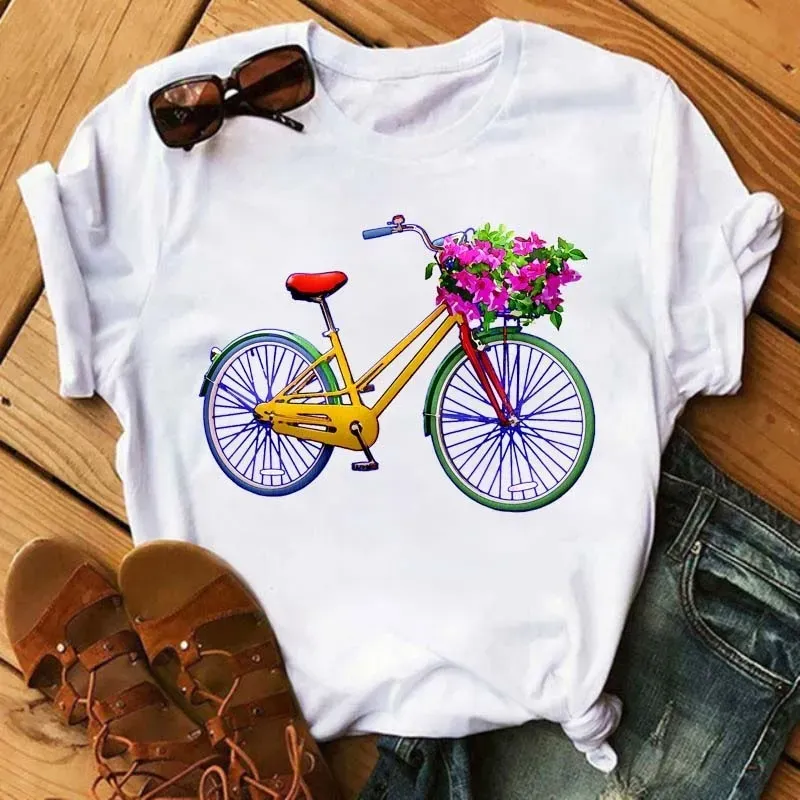 Women Fashion Casual Printed Round Neck Short Sleeve T-Shirt - Image 4