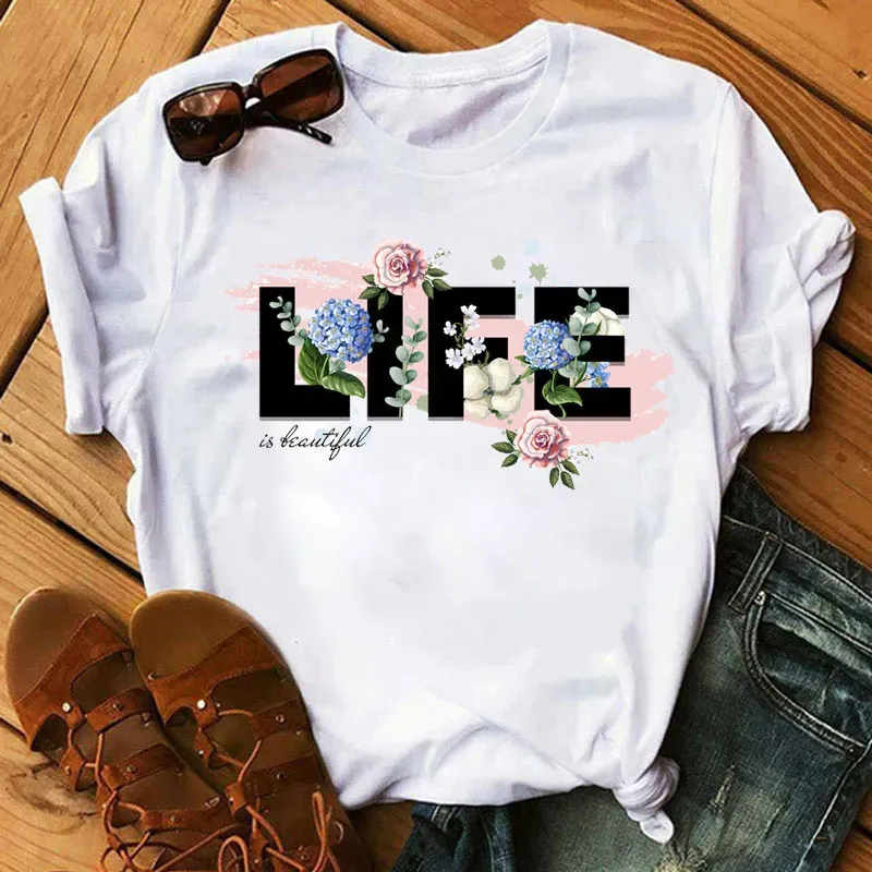 Women Fashion Casual Printed Round Neck Short Sleeve T-Shirt - Image 6