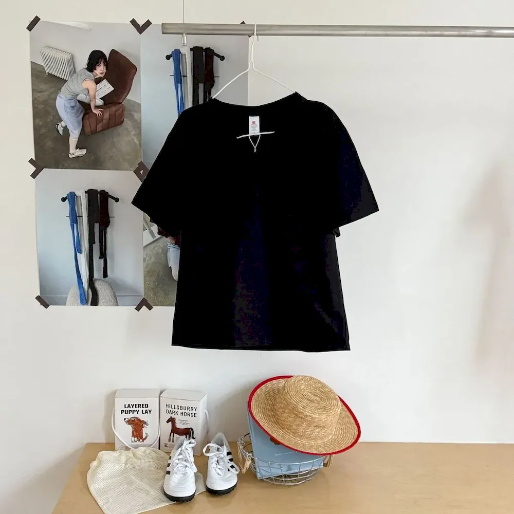 Women Fashion Casual Solid Color Cotton V-Neck Short-Sleeve T-Shirt - Image 6