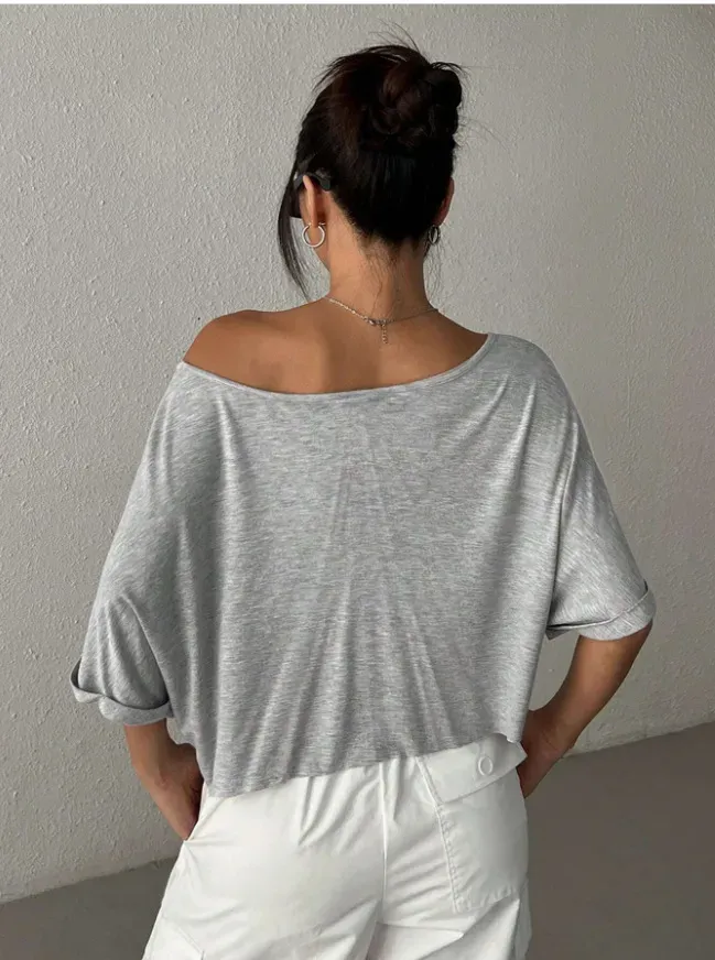 Women Fashion Casual Solid Color Short-Sleeve Loose T-Shirt - Image 5