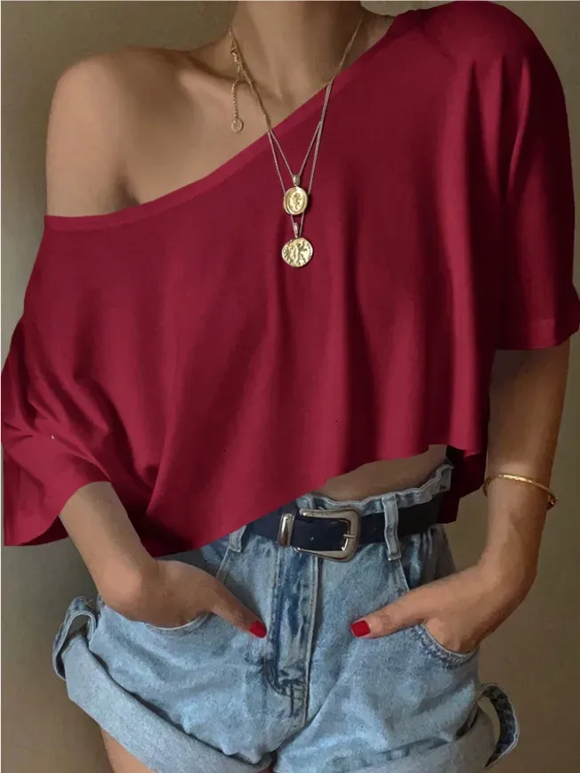 Women Fashion Casual Solid Color Short-Sleeve Loose T-Shirt - Image 7