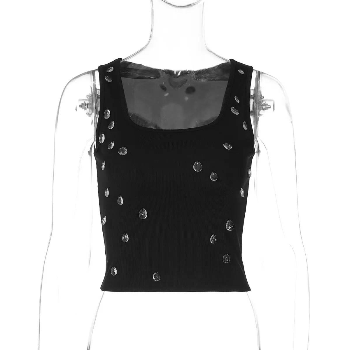Women Fashion Sexy Beaded U-Neck Slim Fit Tank Top - Image 6