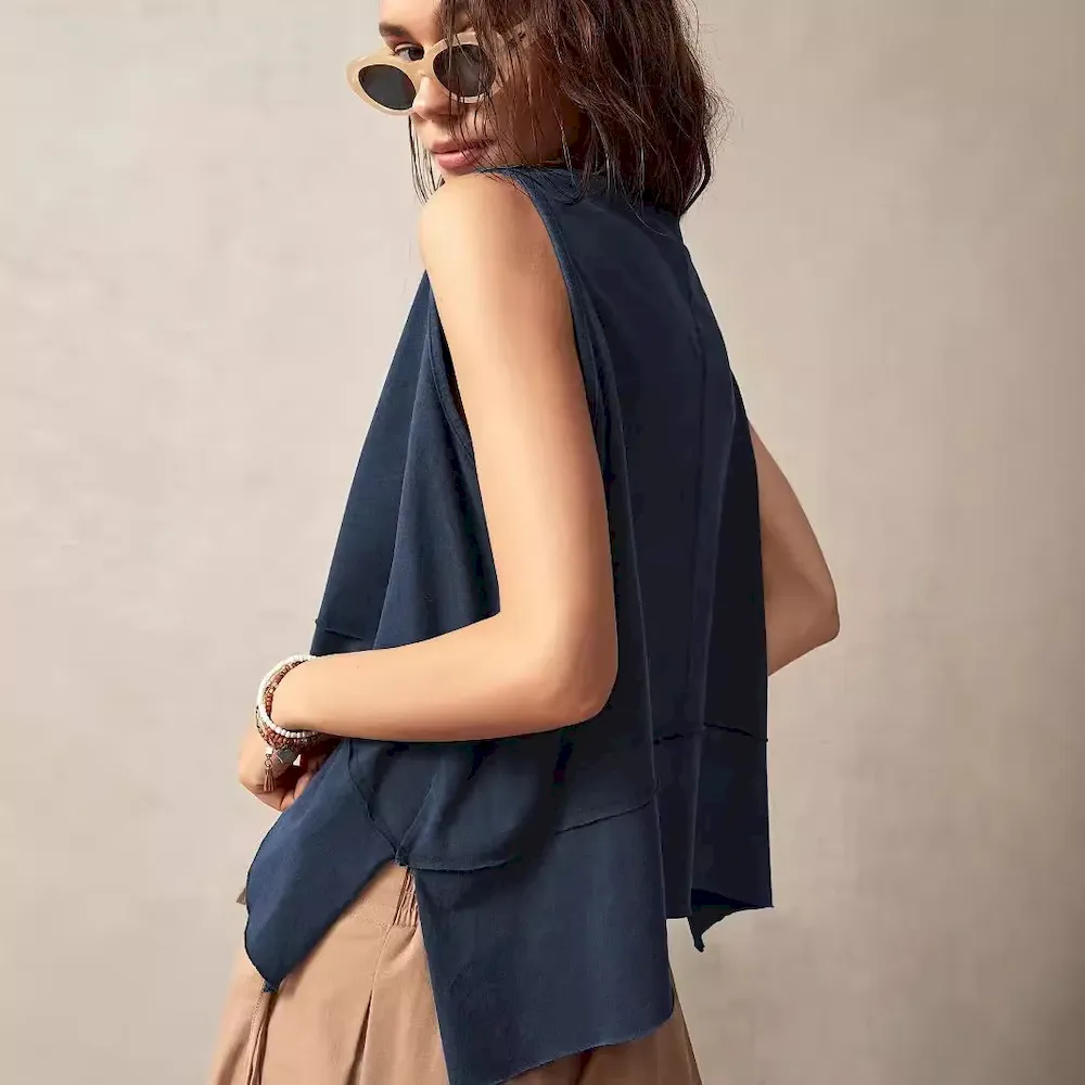 Women Fashion Casual Irregular Loose Sleeveless Tank Top - Image 3