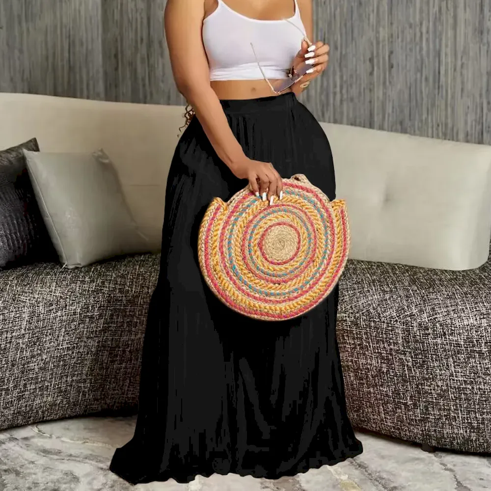 Women Fashion Casual Solid Color Pleated High Waist Wide Leg Pants - Image 3