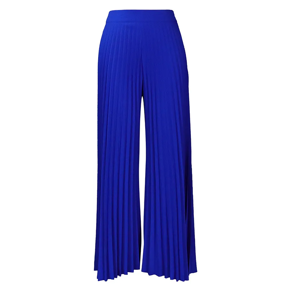 Women Fashion Casual Solid Color Pleated High Waist Wide Leg Pants - Image 9