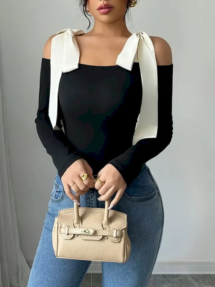 Women'S Fashion Long-Sleeved Shoulder Top - Image 4