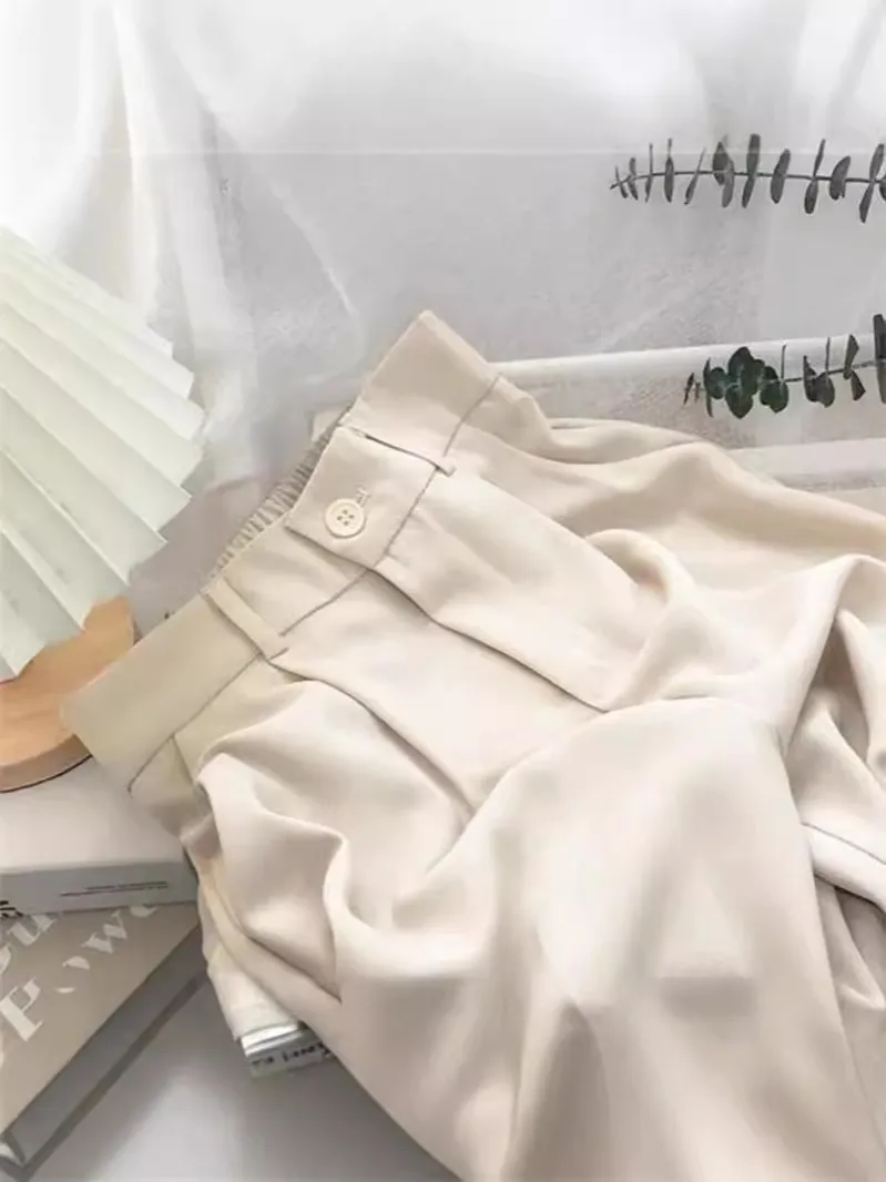 Women Spring And Autumn High Waist Loose Straight Wide Leg Casual Pants - Image 4