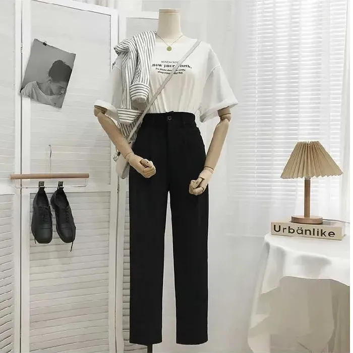 Women Spring And Autumn High Waist Loose Straight Wide Leg Casual Pants - Image 7