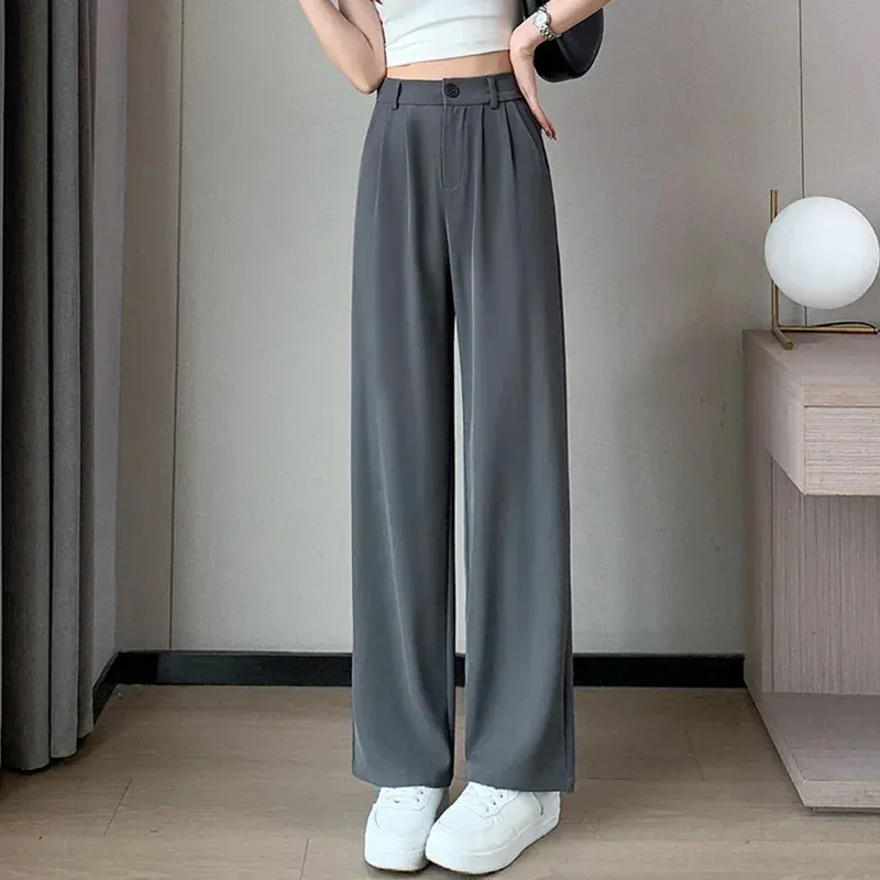 Women Spring And Autumn High Waist Loose Straight Wide Leg Casual Pants - Image 12