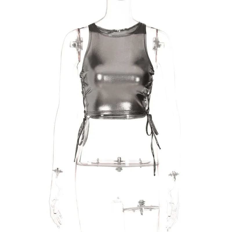Women Fashion Sexy Side Strap Sleeveless Cropped Top - Image 6
