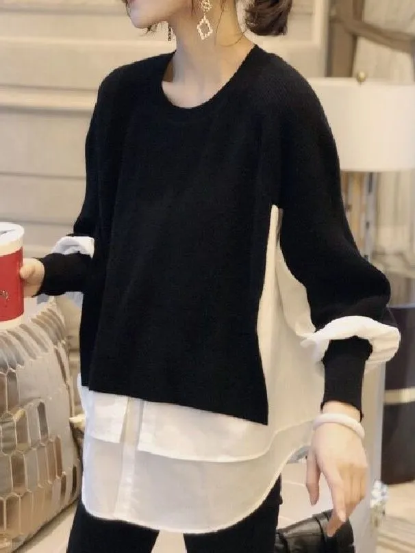 Women Casual Stitching Knitwear - Image 5