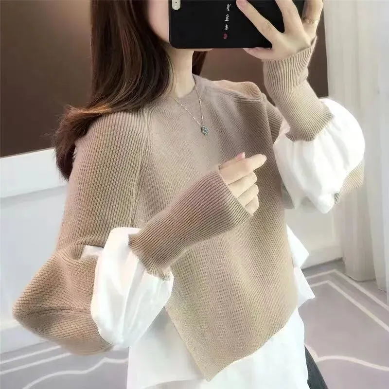 Women Casual Stitching Knitwear - Image 9