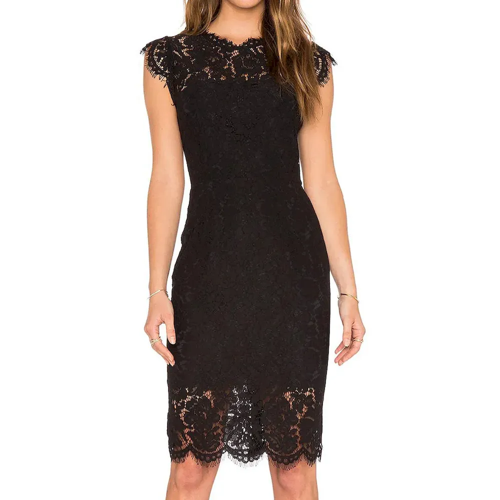 Women Fashion Sexy Solid Color Lace Short-Sleeve Slim Fit Dress - Image 9