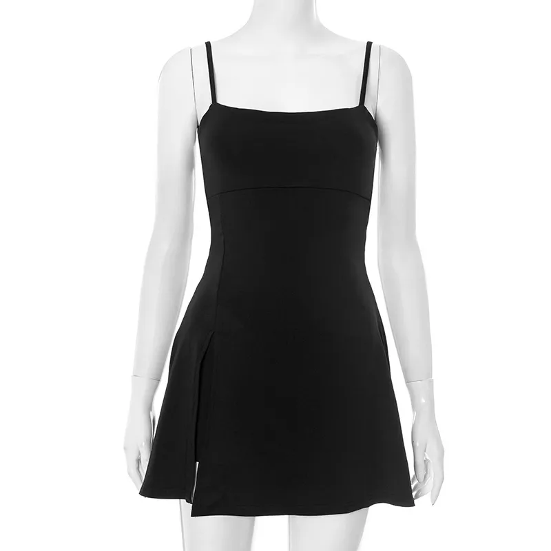 Women Fashion Sexy Solid Color Spaghetti Strap Backless Slim Fit Dress - Image 6