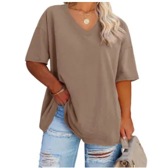 Women Casual Plus Size Printed V-Neck Short-Sleeve T-Shirt - Image 39