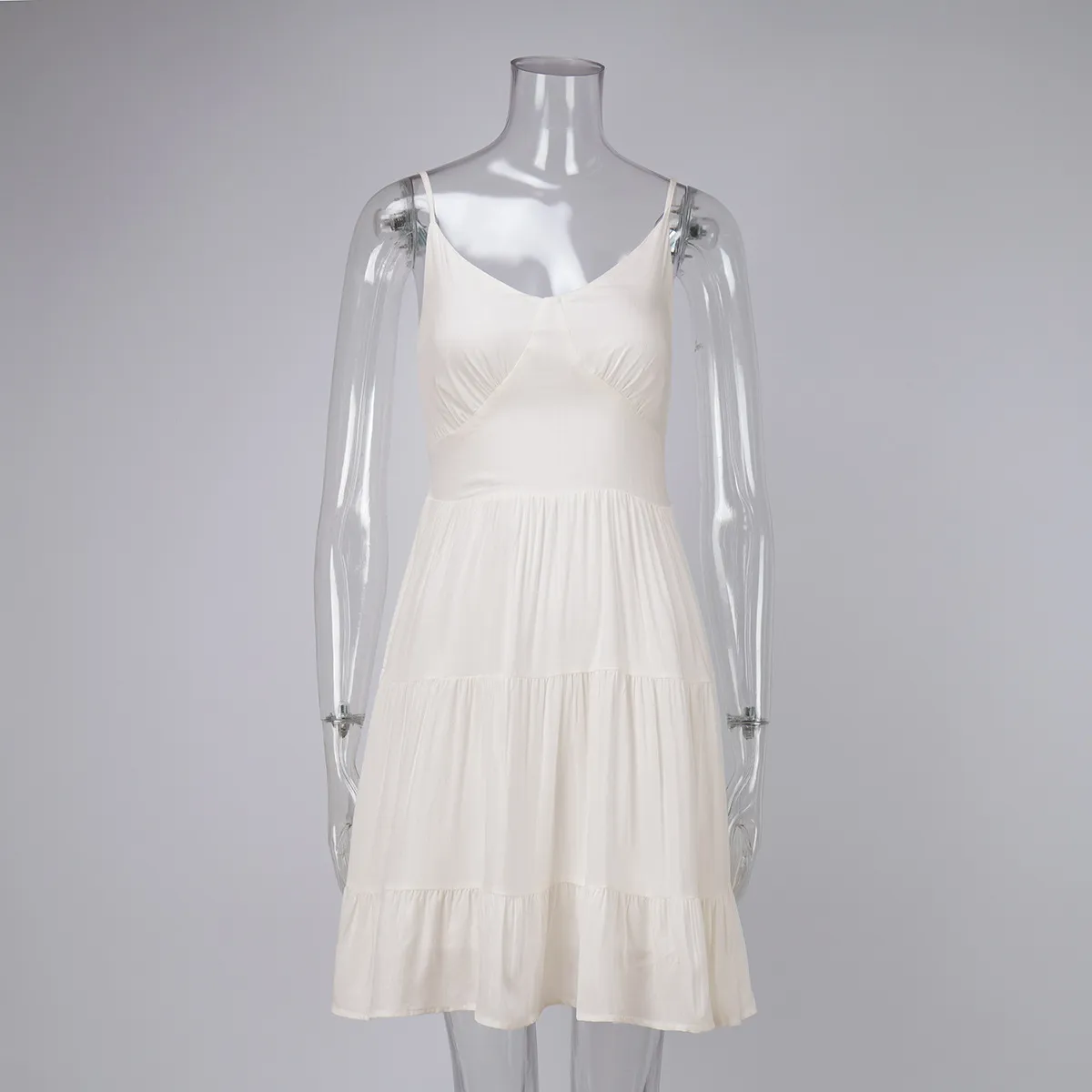 Women Fashion Sexy Solid Color Cotton Sleeveless Slim-Fit Dress - Image 4