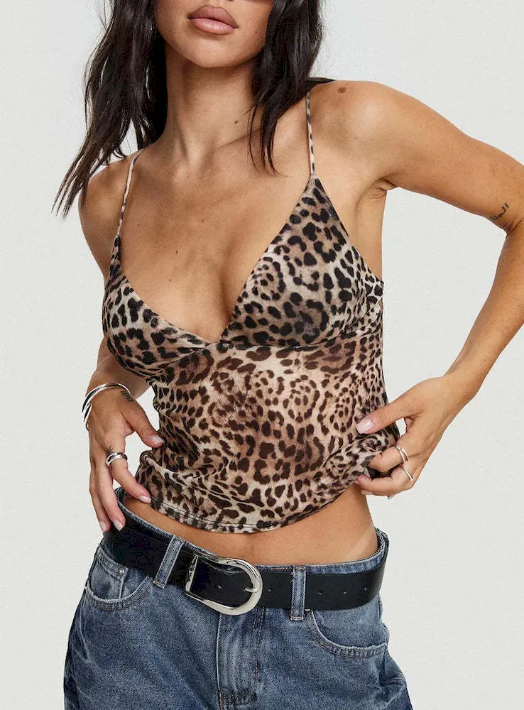 Women Fashion Sexy Leopard Backless Crop Top - Image 6