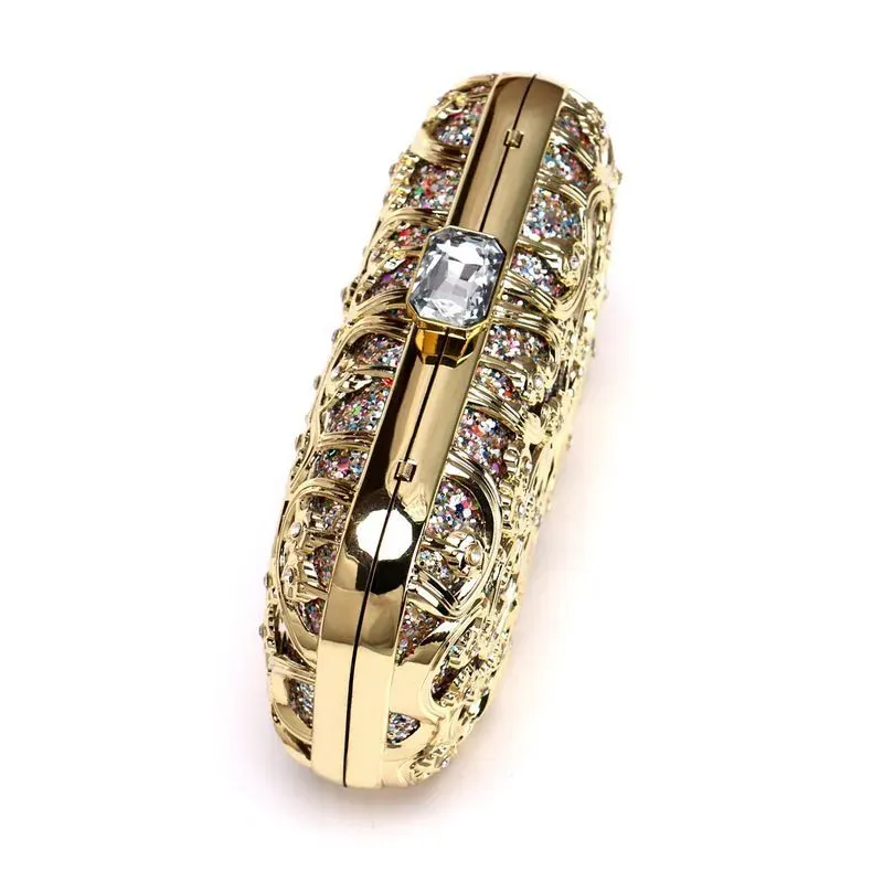 Hollow Out Metal Rhinestone Flower Pattern Evening Clutch Bags - Image 3