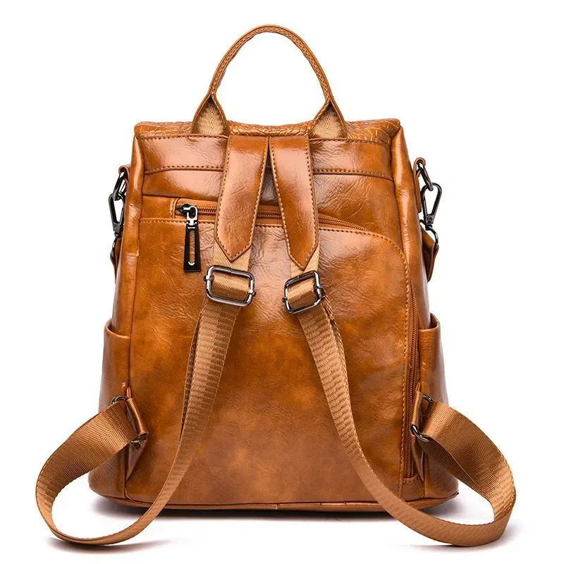Vintage Style Crocodile Pattern PU Backpacks - Image 4