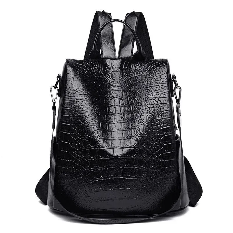 Vintage Style Crocodile Pattern PU Backpacks - Image 8