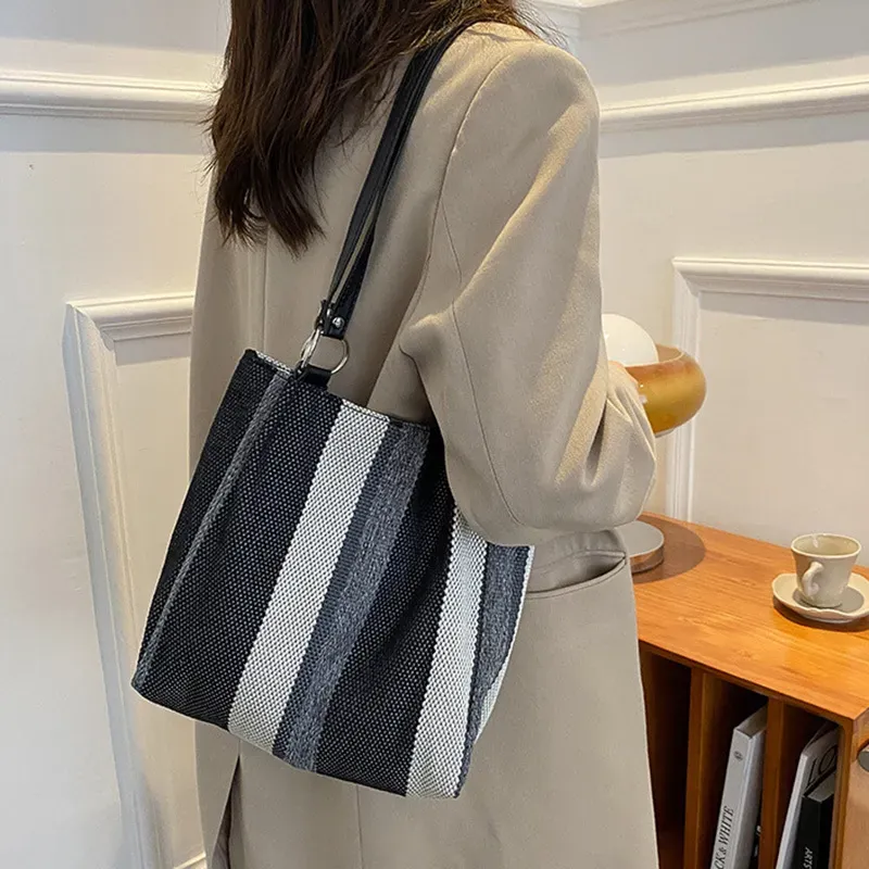 Women Fashion Color Blocking Shoulder Tote Bag - Image 13