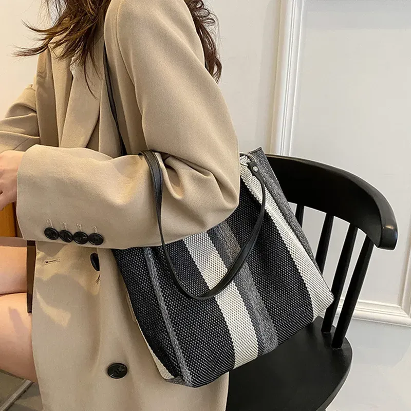 Women Fashion Color Blocking Shoulder Tote Bag - Image 14