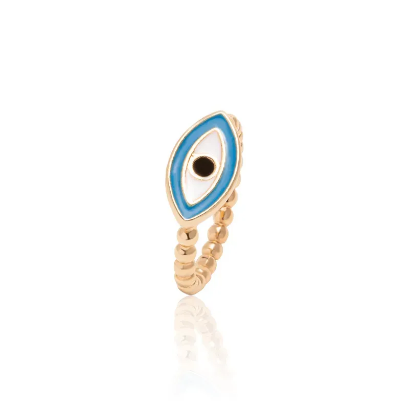 Wholesale Women Fashion Oil Painting Gold Plated Devil Eye Ring - Image 15