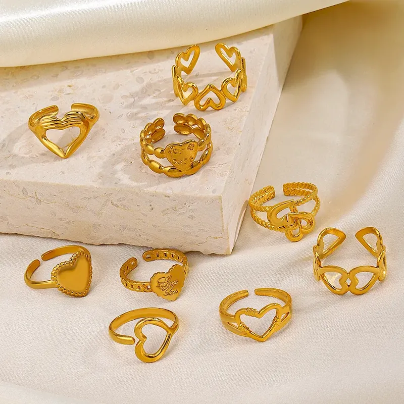 Wholesale Simple Fashion Stainless Steel Heart Ring - Image 4