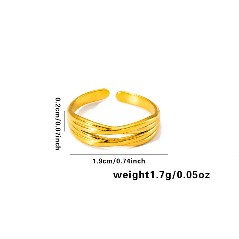 Wholesale Women Simple Geometric Leaf Heart-Shaped Titanium Steel Open Ring - Image 18