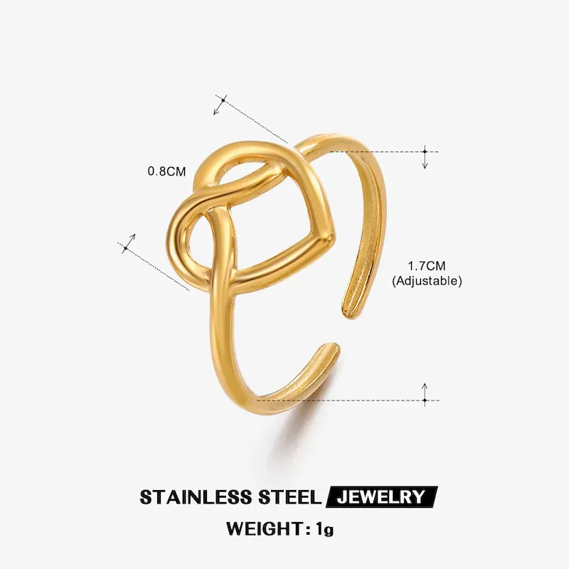 Wholesale Simple Fashion Stainless Steel Heart Ring - Image 17