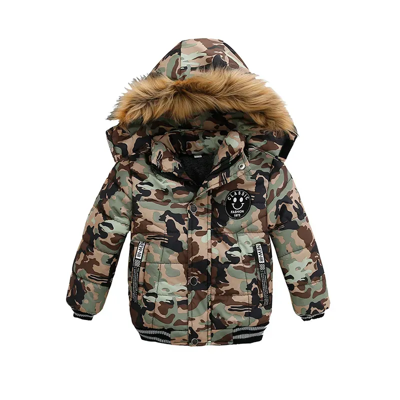 Wholesale Boys Classic Label Design Long Sleeve Hooded Quilted Jacket