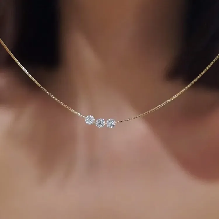 Wholesale Women Fashion Simple Round Zircon Necklace