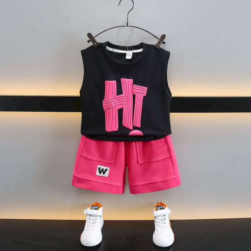 Wholesale Boy Fashion Letter Print Two-Piece Set - Image 5