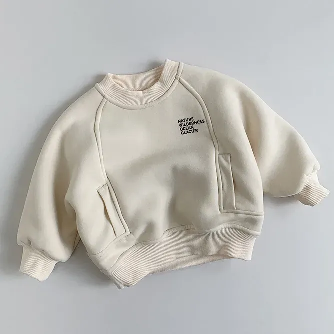 Wholesale Children'S Fashion Casual Fleece-Lined Thickened Long-Sleeve Sweatshirt - Image 3