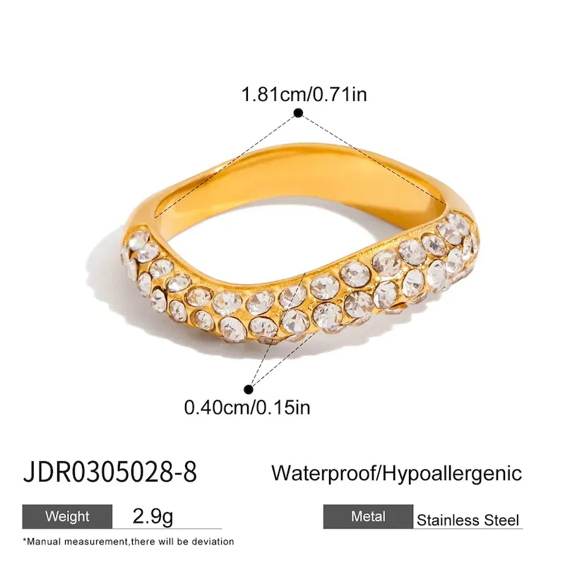 Wholesale Stainless Steel Women Simple Water Drop Gemstone Ring - Image 11