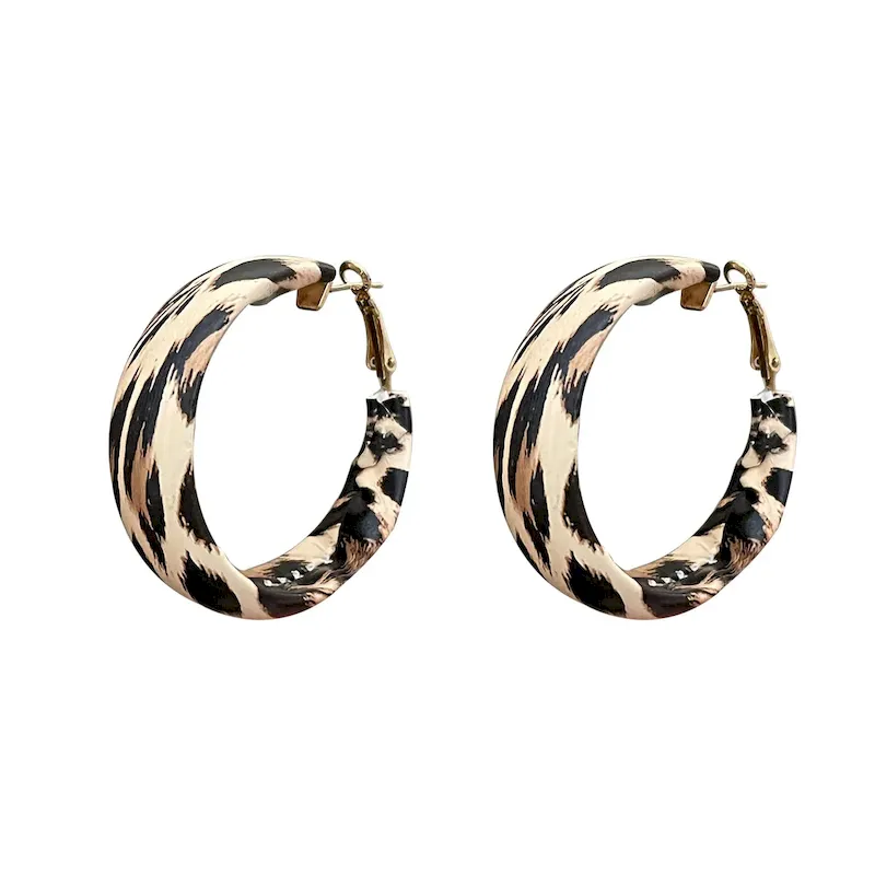 Wholesale Women Fashion Autumn And Winter Leopard Leather Earrings - Image 5