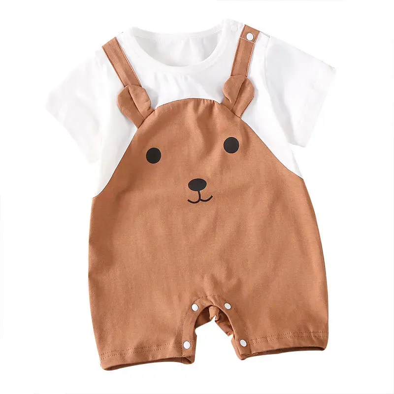 Wholesale Kids Baby Boys Girls Cute Cartoon Short Sleeve Romper - Image 3
