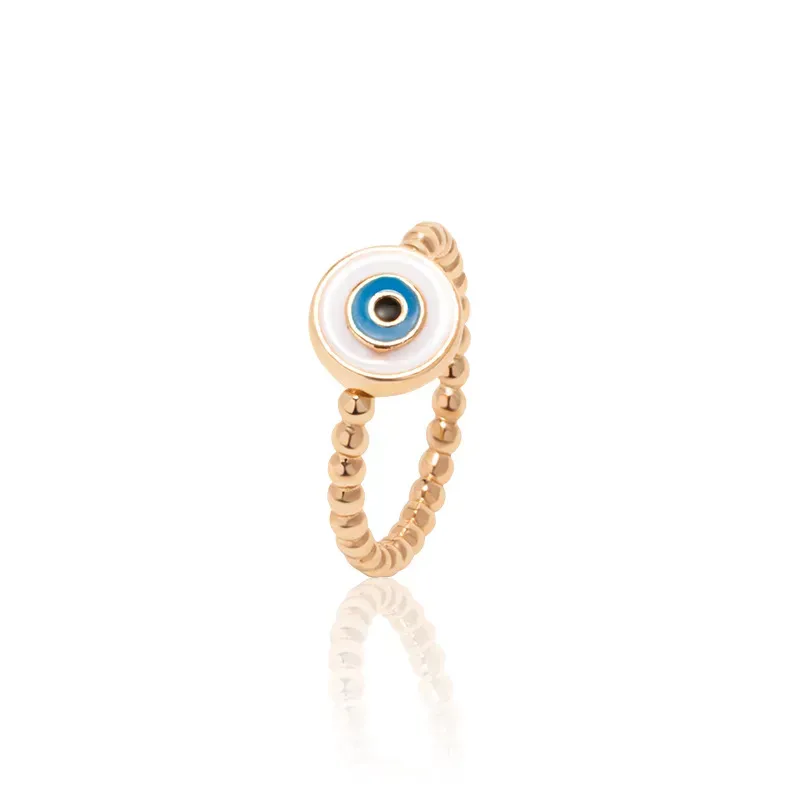 Wholesale Women Fashion Oil Painting Gold Plated Devil Eye Ring - Image 20