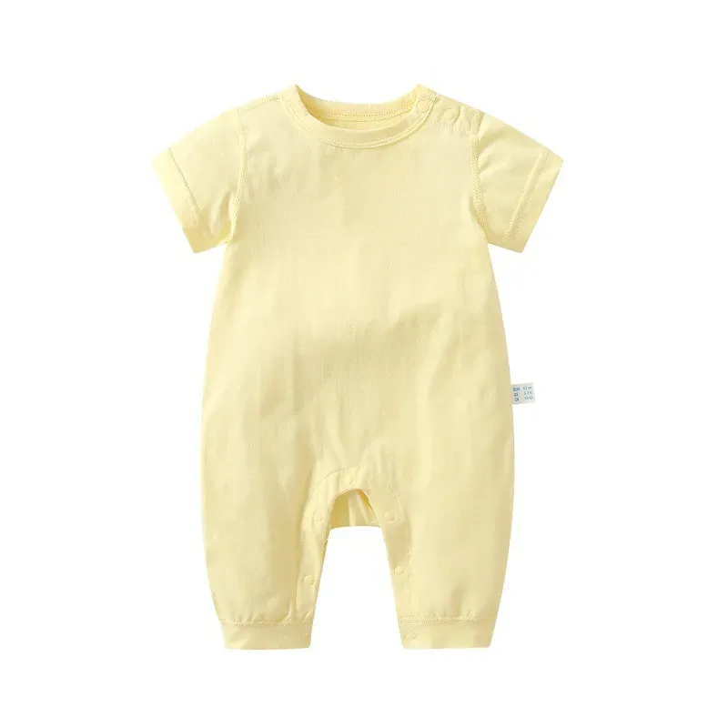 Wholesale Kids Baby Boys Girls Casual Cute Solid Color Short Sleeve Round Neck Romper - Image 13